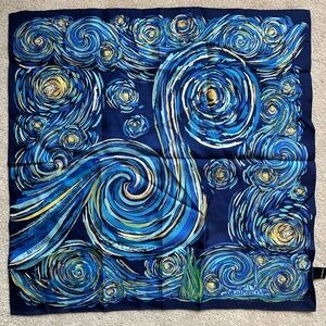 Freywille 100% Silk Square Scarf Homage to Vincent Van Gogh Starry Night
